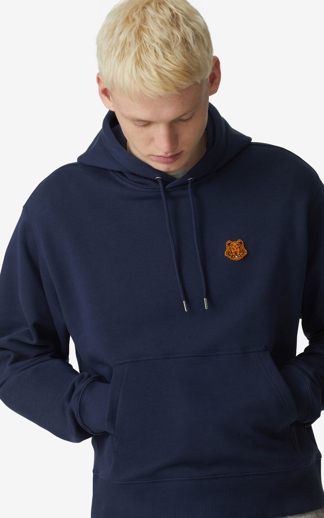 Kenzo Tiger Crest Hoodie Navy Blue For Mens 7052DHUIB
